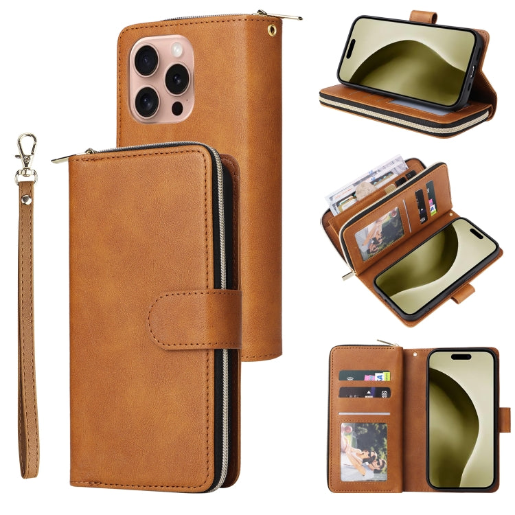 9 Card Slots Zipper Wallet Bag Leather Phone Case, Series 1