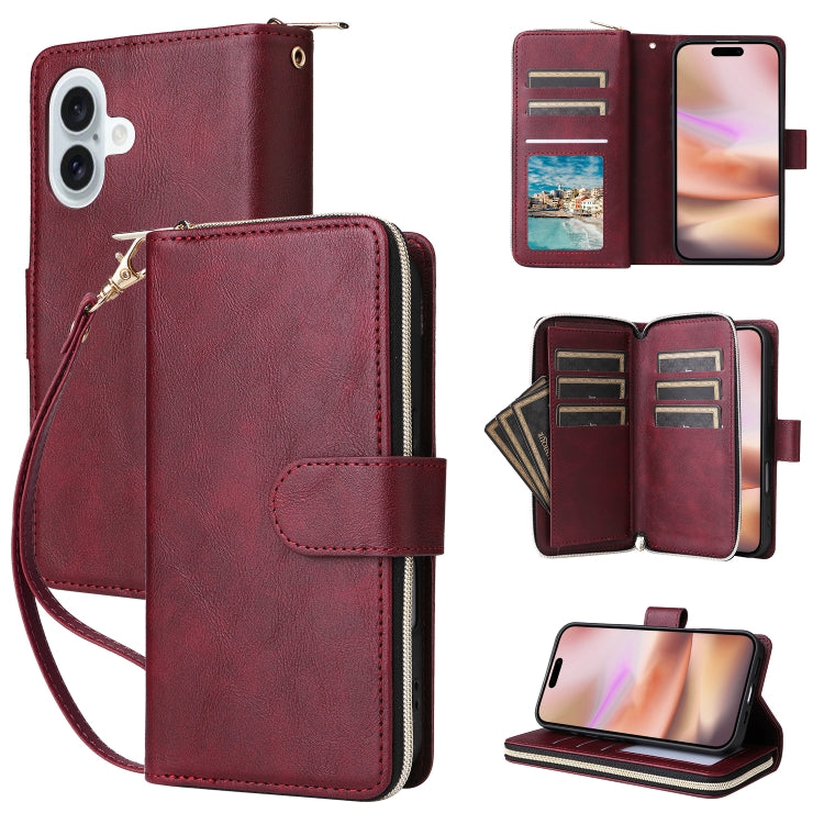 9 Card Slots Zipper Wallet Bag Leather Phone Case, Series 1