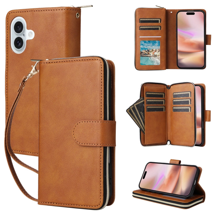 9 Card Slots Zipper Wallet Bag Leather Phone Case, Series 1