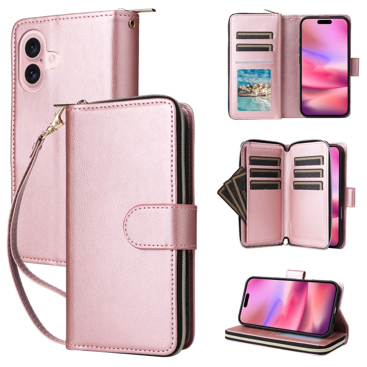 9 Card Slots Zipper Wallet Bag Leather Phone Case, Series 1