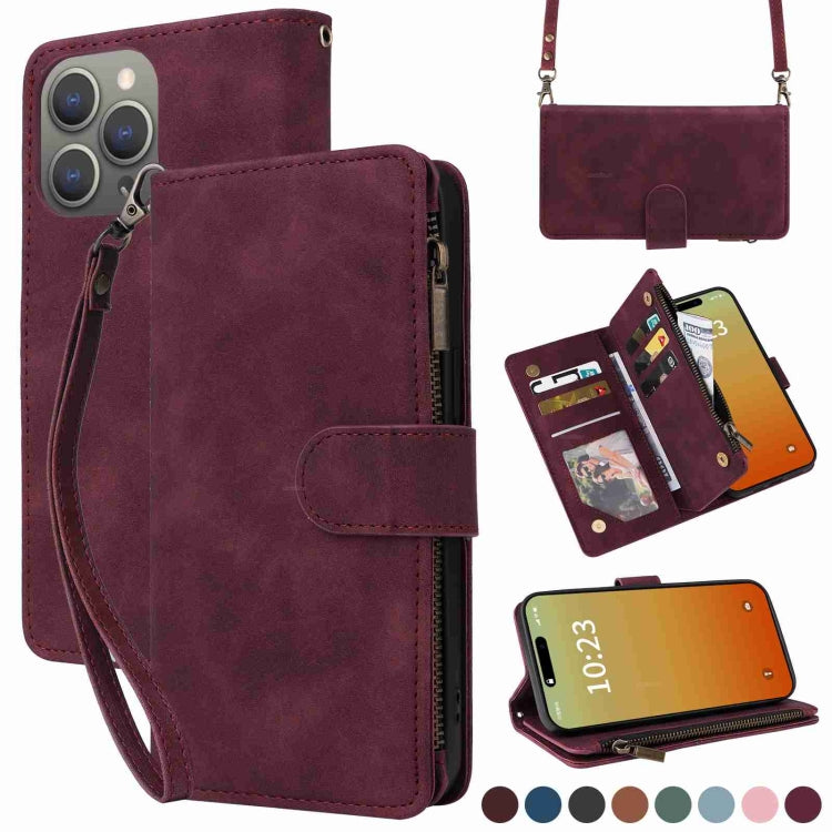 Crossbody Multi-card Slot Wallet Zipper Leather Phone Case, Series 1