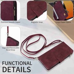 Crossbody Multi-card Slot Wallet Zipper Leather Phone Case, Series 1