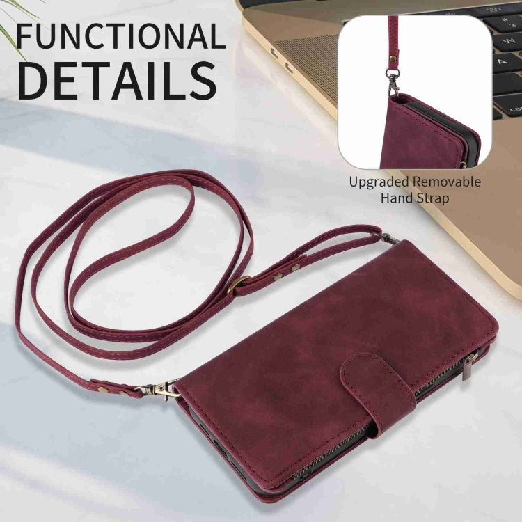 Crossbody Multi-card Slot Wallet Zipper Leather Phone Case, For iPhone 15 Plus, For iPhone 15