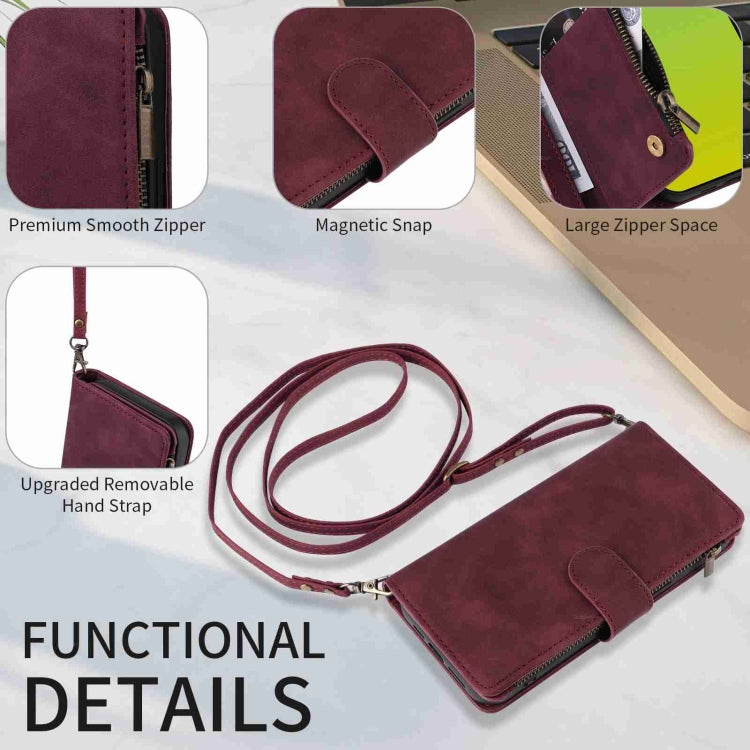 Crossbody Multi-card Slot Wallet Zipper Leather Phone Case, For iPhone 15 Plus, For iPhone 15