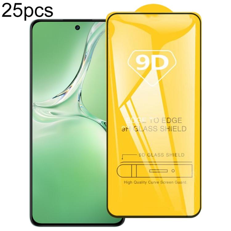 25pcs 9D Full Glue Screen Tempered Glass Film, For OPPO A59 5G, For OPPO K13 5G, For OPPO Find X8 / X8s+, For OPPO Reno13 Global, For OPPO Reno13 F 5G / 4G, For OPPO A80 5G / A3 5G India / 4G / A3x 4G, For OPPO Reno12 F 4G / A3 Energy / F27������������...