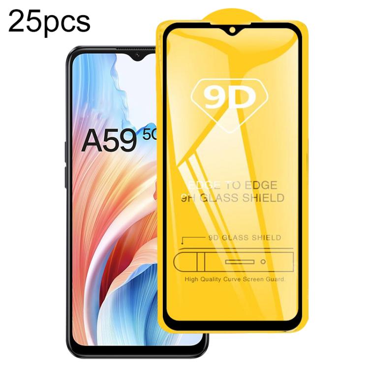 25pcs 9D Full Glue Screen Tempered Glass Film, For OPPO A59 5G, For OPPO K13 5G, For OPPO Find X8 / X8s+, For OPPO Reno13 Global, For OPPO Reno13 F 5G / 4G, For OPPO A80 5G / A3 5G India / 4G / A3x 4G, For OPPO Reno12 F 4G / A3 Energy / F27������������...