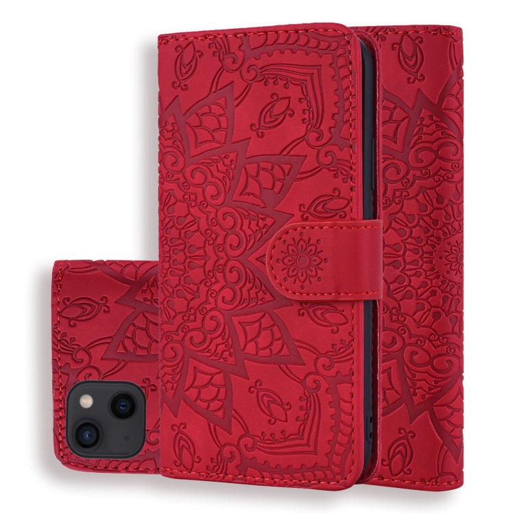 Mandala Embossed Dual-Fold Calf Leather Phone Case, Series 1