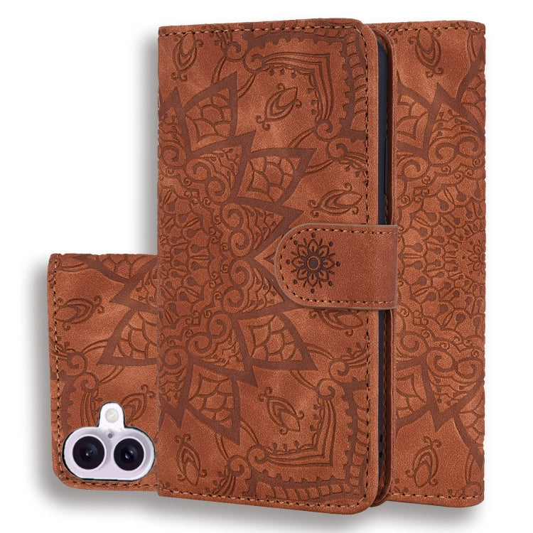 Mandala Embossed Dual-Fold Calf Leather Phone Case, Series 1