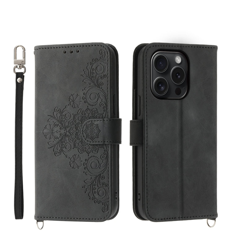 Skin-feel Flowers Embossed Wallet Leather Phone Case, Series 1