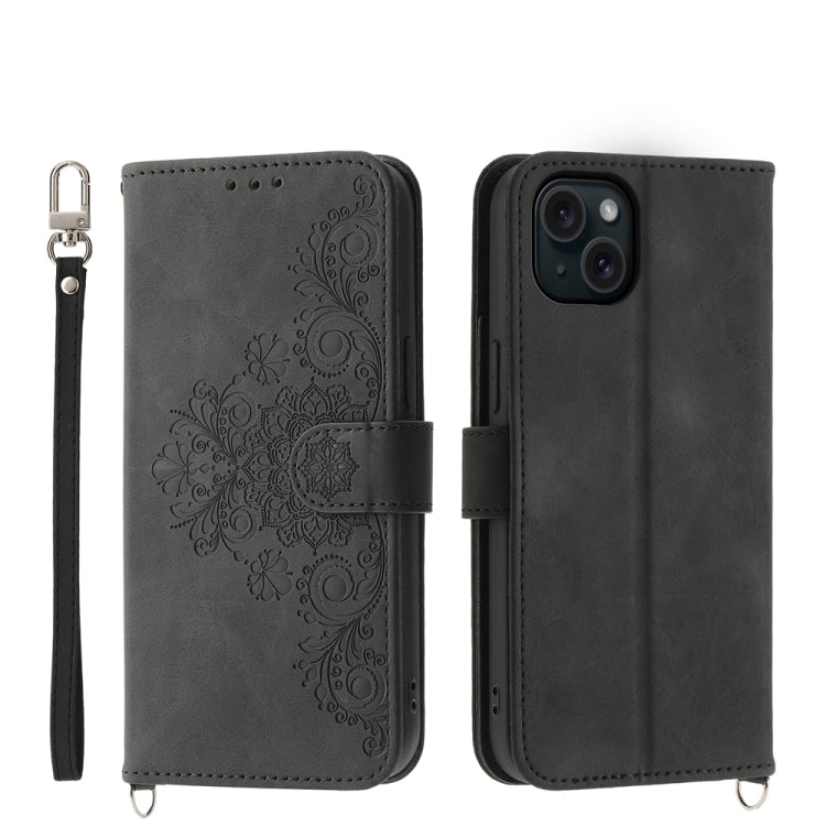 Skin-feel Flowers Embossed Wallet Leather Phone Case, Series 1