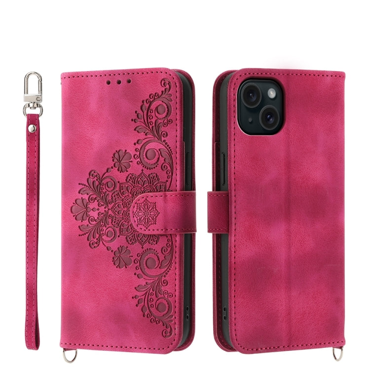 Skin-feel Flowers Embossed Wallet Leather Phone Case, Series 1