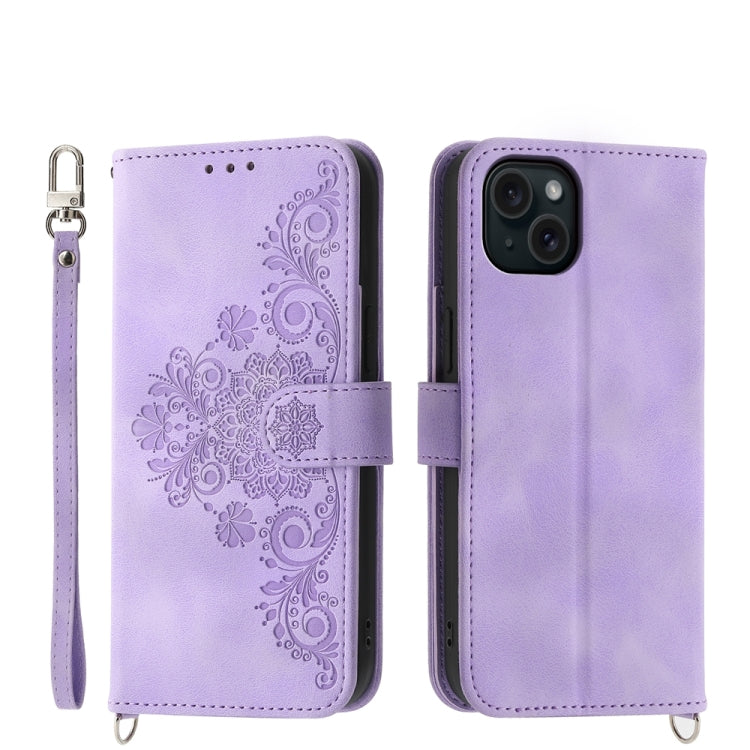 Skin-feel Flowers Embossed Wallet Leather Phone Case, Series 1