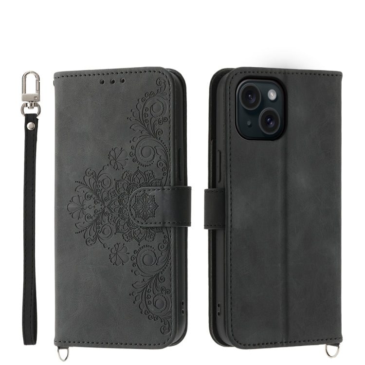 Skin-feel Flowers Embossed Wallet Leather Phone Case, Series 1