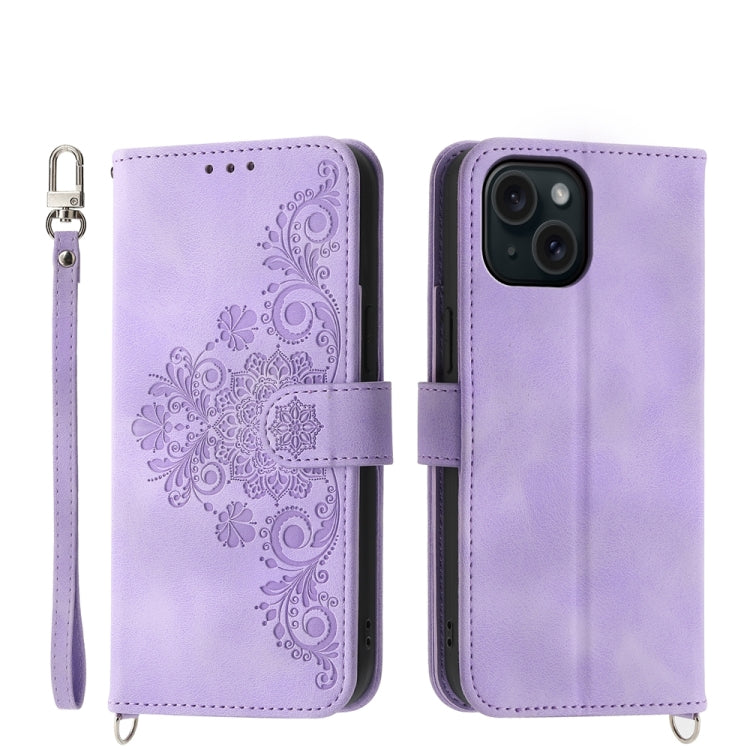 Skin-feel Flowers Embossed Wallet Leather Phone Case, Series 1