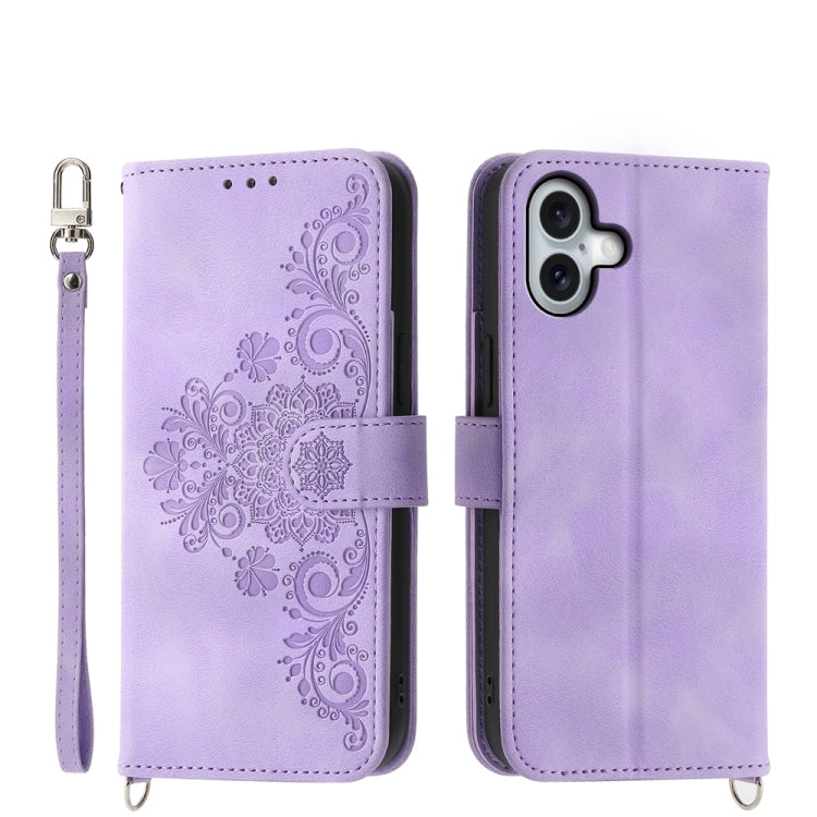 Skin-feel Flowers Embossed Wallet Leather Phone Case, Series 1