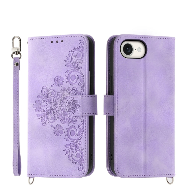 Skin-feel Flowers Embossed Wallet Leather Phone Case, Series 1