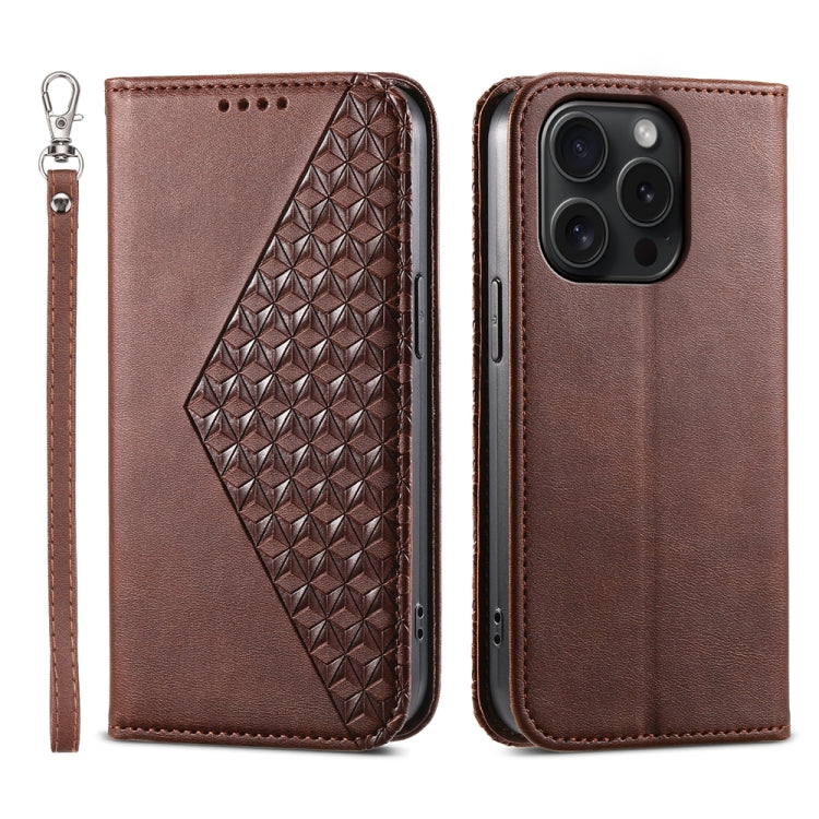 Cubic Grid Calf Texture Magnetic Leather Phone Case, Series 1