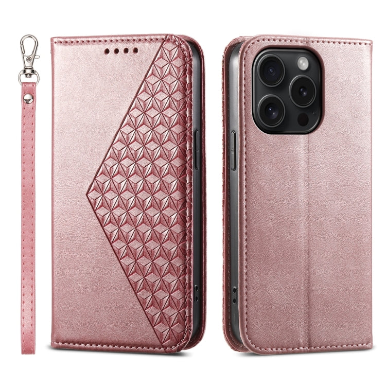 Cubic Grid Calf Texture Magnetic Leather Phone Case, Series 1