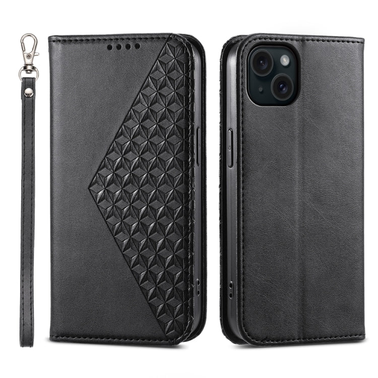 Cubic Grid Calf Texture Magnetic Leather Phone Case, Series 1