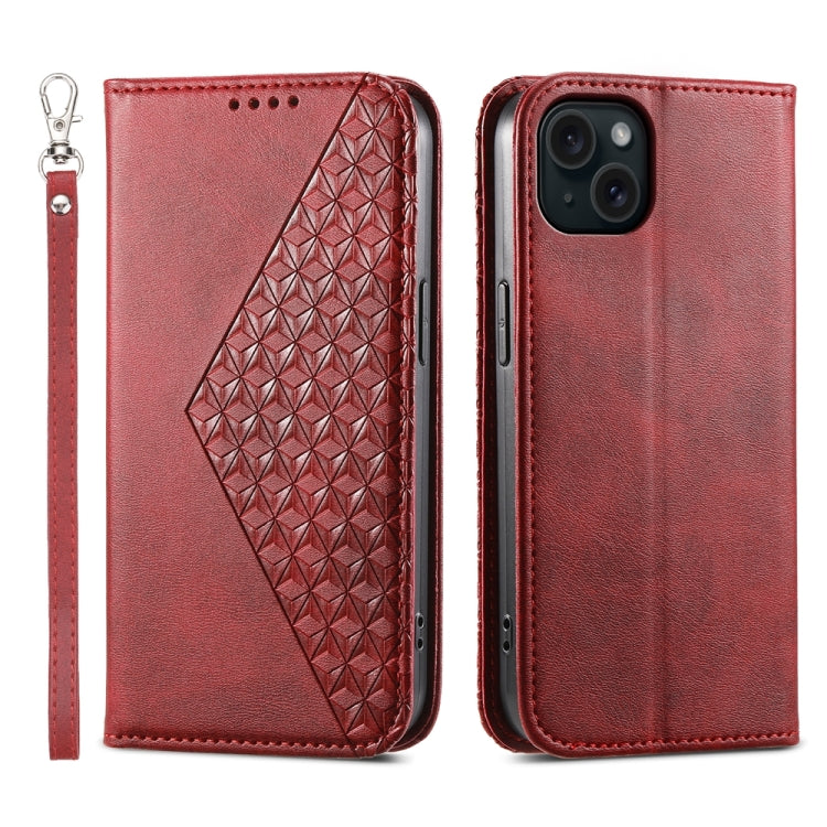 Cubic Grid Calf Texture Magnetic Leather Phone Case, Series 1