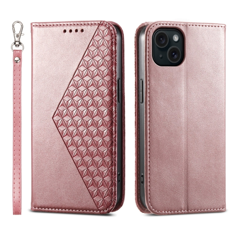 Cubic Grid Calf Texture Magnetic Leather Phone Case, Series 1