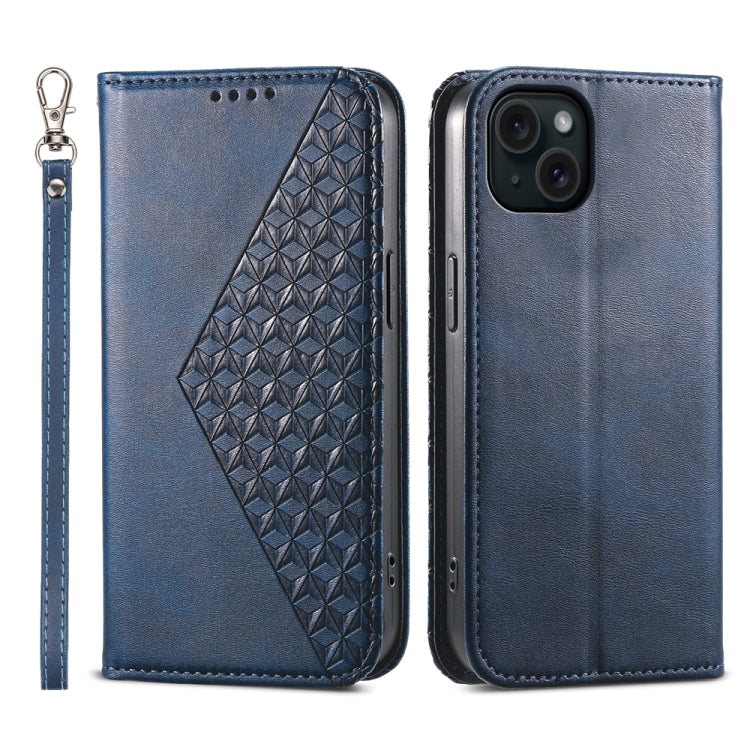 Cubic Grid Calf Texture Magnetic Leather Phone Case, Series 1