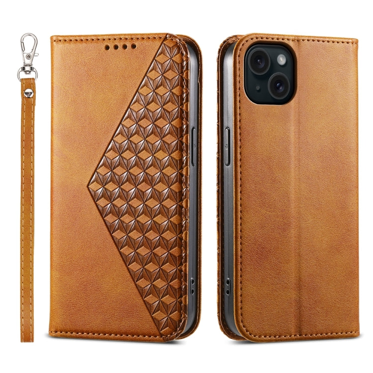 Cubic Grid Calf Texture Magnetic Leather Phone Case, Series 1