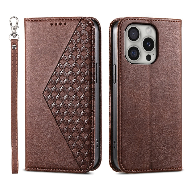 Cubic Grid Calf Texture Magnetic Leather Phone Case, Series 1