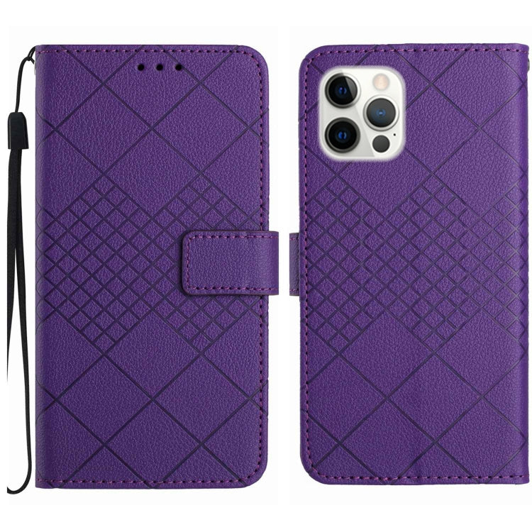 Rhombic Grid Texture Leather Phone Case, Series 1