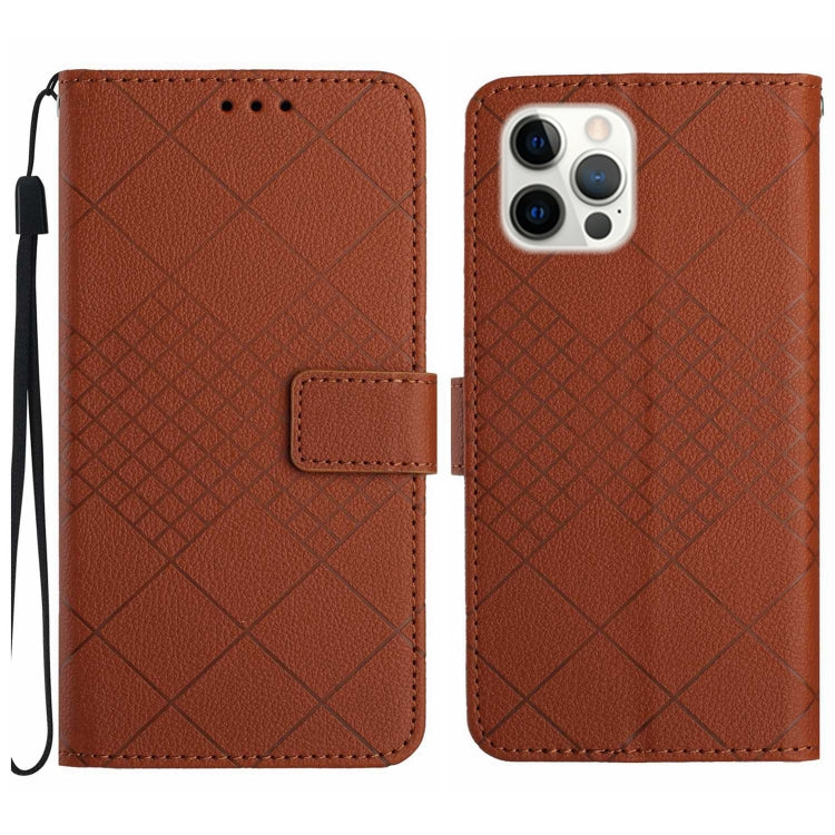 Rhombic Grid Texture Leather Phone Case, Series 1