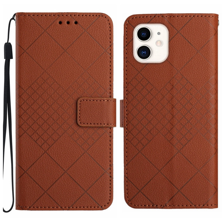 Rhombic Grid Texture Leather Phone Case, Series 1