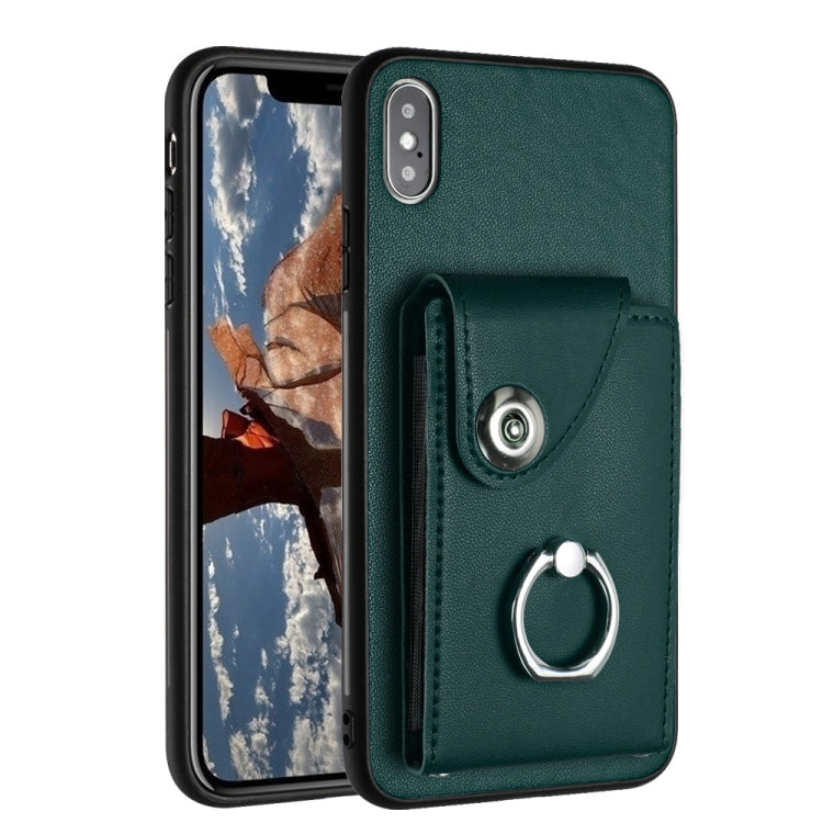 Organ Card Bag Ring Holder Phone Case, For iPhone X / XS, For iPhone XR, For iPhone XS Max, For iPhone 8 Plus / 7 Plus