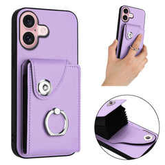 For iPhone 16 Organ Card Bag Ring Holder Phone Case