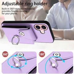 For iPhone 16 Organ Card Bag Ring Holder Phone Case