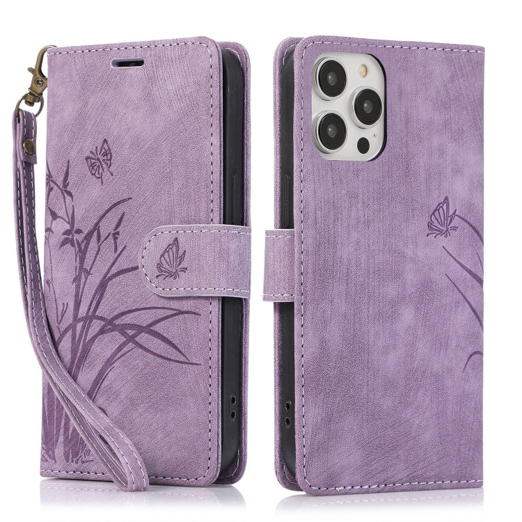 Orchid Butterfly Embossed Leather Phone Case, Series 1