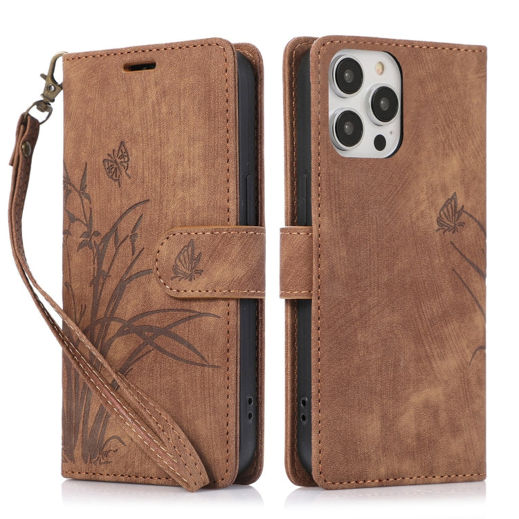 Orchid Butterfly Embossed Leather Phone Case, Series 1