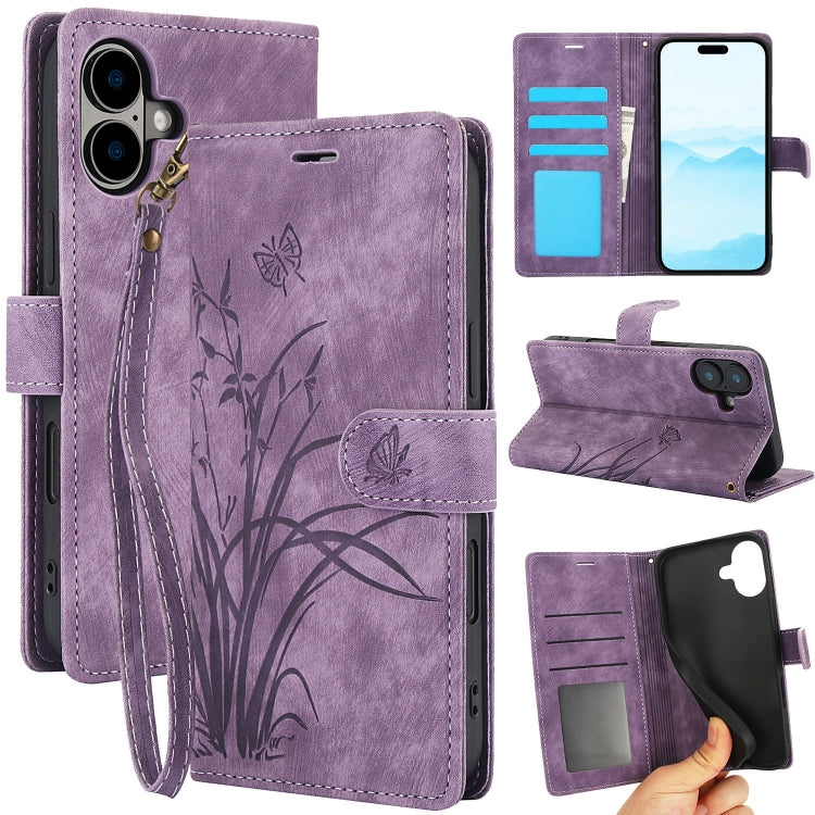 Orchid Butterfly Embossed Leather Phone Case, Series 1