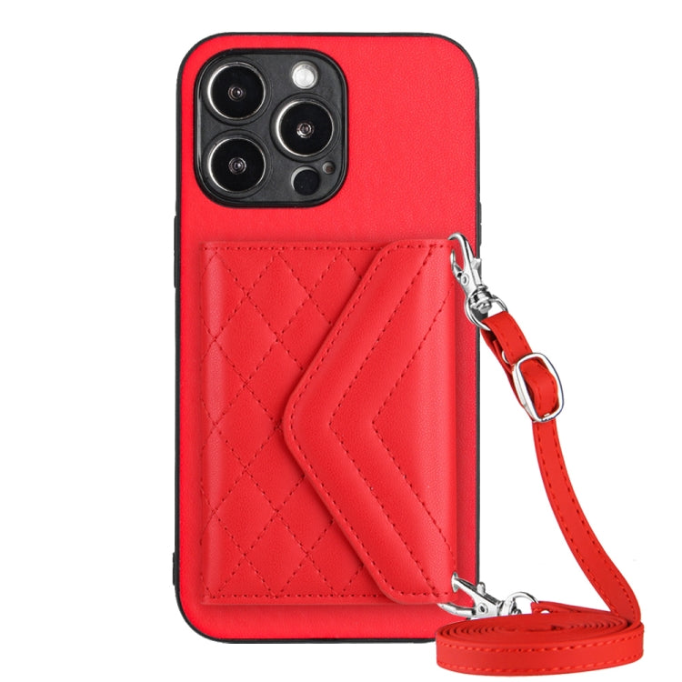 Rhombic Texture Card Bag RFID Phone Case with Long Lanyard, Series 1