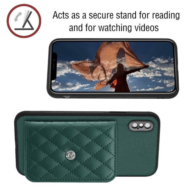 Rhombic Texture Card Bag RFID Phone Case with Long Lanyard, For iPhone XS / X, For iPhone XR, For iPhone XS Max, For iPhone 8 Plus / 7 Plus