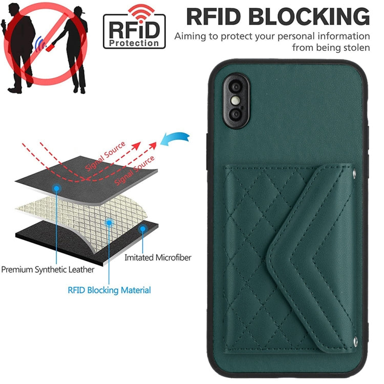Rhombic Texture Card Bag RFID Phone Case with Long Lanyard, For iPhone XS / X, For iPhone XR, For iPhone XS Max, For iPhone 8 Plus / 7 Plus