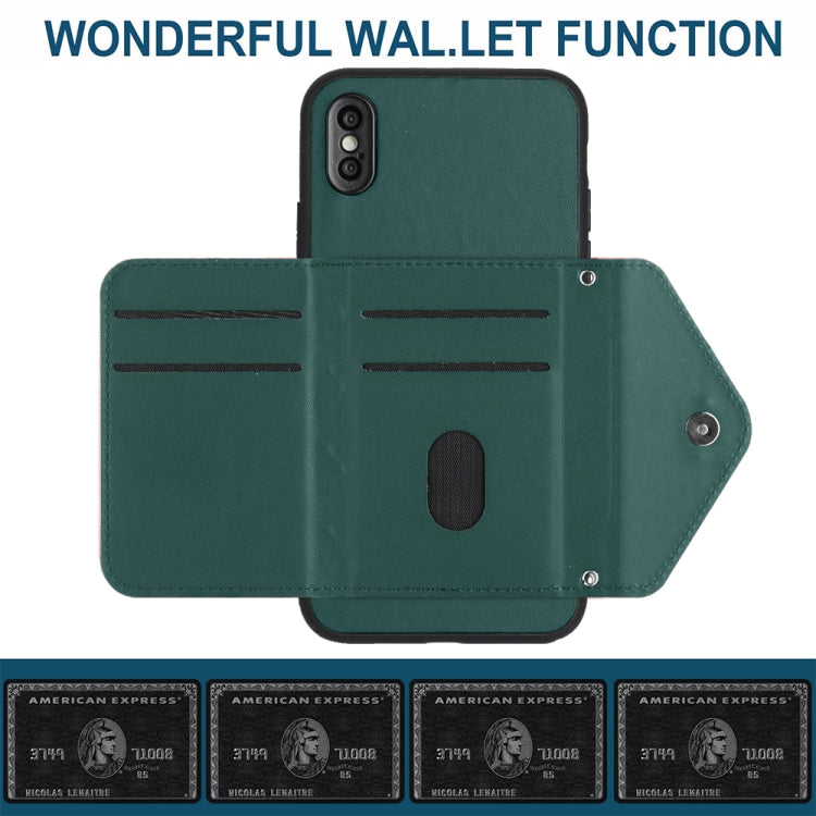 Rhombic Texture Card Bag RFID Phone Case with Long Lanyard, For iPhone XS / X, For iPhone XR, For iPhone XS Max, For iPhone 8 Plus / 7 Plus