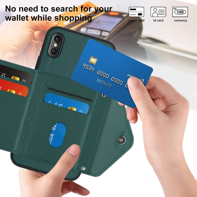 Rhombic Texture Card Bag RFID Phone Case with Long Lanyard, For iPhone XS / X, For iPhone XR, For iPhone XS Max, For iPhone 8 Plus / 7 Plus