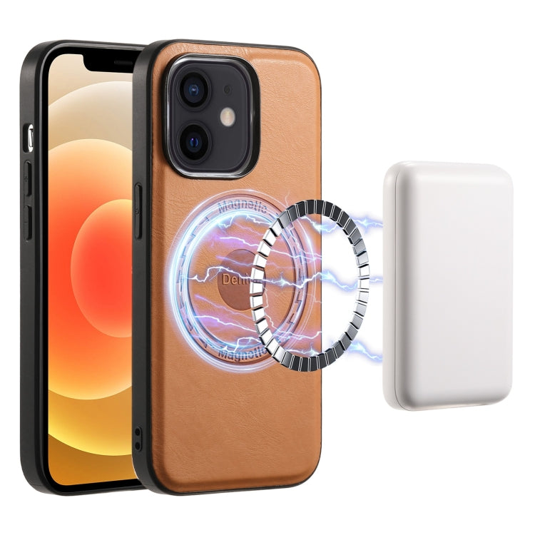 Denior Cowhide Texture Leather MagSafe Phone Case, For iPhone 13 Pro Max, For iPhone 13 Pro, For iPhone 12/12 Pro, For iPhone 12 Pro Max