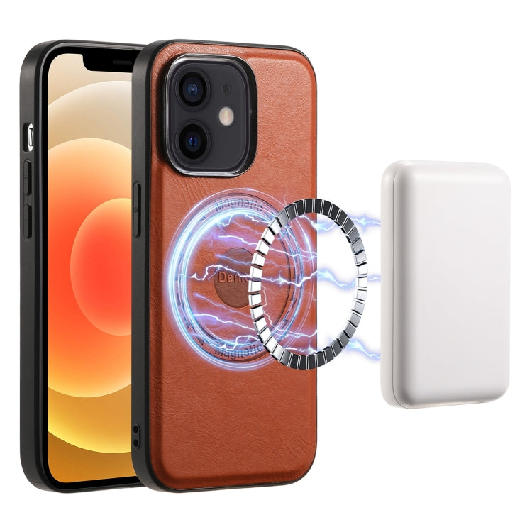 Denior Cowhide Texture Leather MagSafe Phone Case, For iPhone 13 Pro Max, For iPhone 13 Pro, For iPhone 12/12 Pro, For iPhone 12 Pro Max