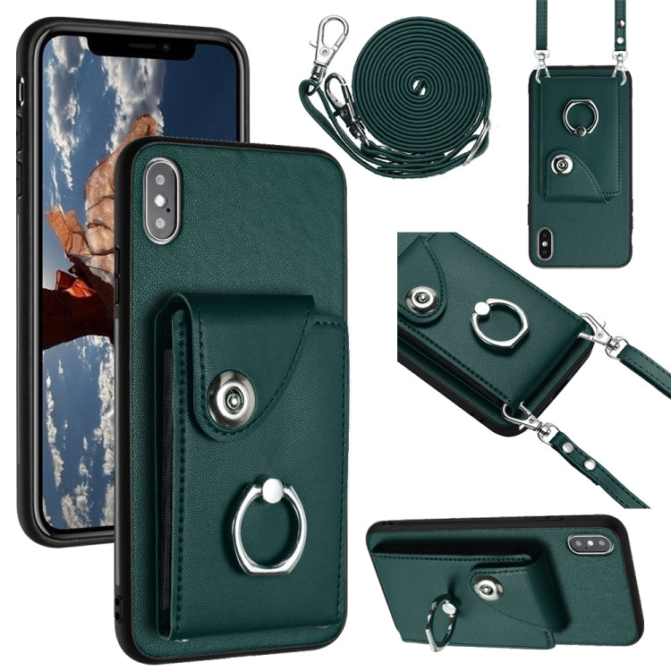 Organ Card Bag Ring Holder Phone Case with Long Lanyard, For iPhone X / XS, For iPhone XR, For iPhone XS Max, For iPhone 8 Plus / 7 Plus