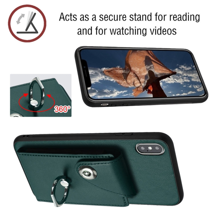 Organ Card Bag Ring Holder Phone Case with Long Lanyard, For iPhone X / XS, For iPhone XR, For iPhone XS Max, For iPhone 8 Plus / 7 Plus