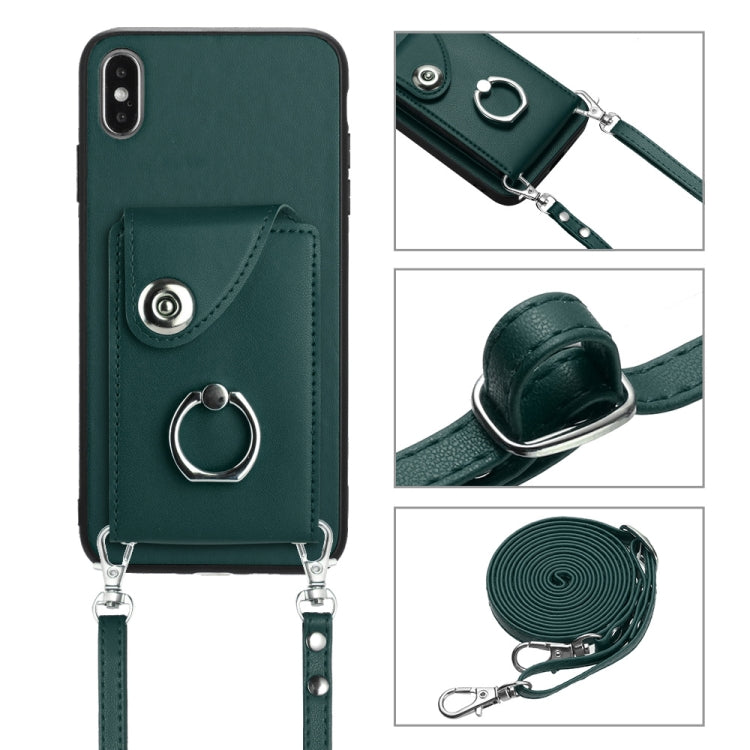 Organ Card Bag Ring Holder Phone Case with Long Lanyard, For iPhone X / XS, For iPhone XR, For iPhone XS Max, For iPhone 8 Plus / 7 Plus
