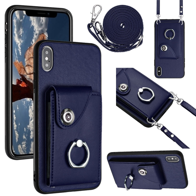 Organ Card Bag Ring Holder Phone Case with Long Lanyard, For iPhone X / XS, For iPhone XR, For iPhone XS Max, For iPhone 8 Plus / 7 Plus