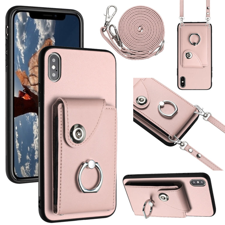 Organ Card Bag Ring Holder Phone Case with Long Lanyard, For iPhone X / XS, For iPhone XR, For iPhone XS Max, For iPhone 8 Plus / 7 Plus