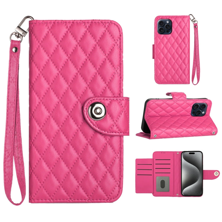 Rhombic Texture Flip Leather Phone Case with Lanyard, Series 1